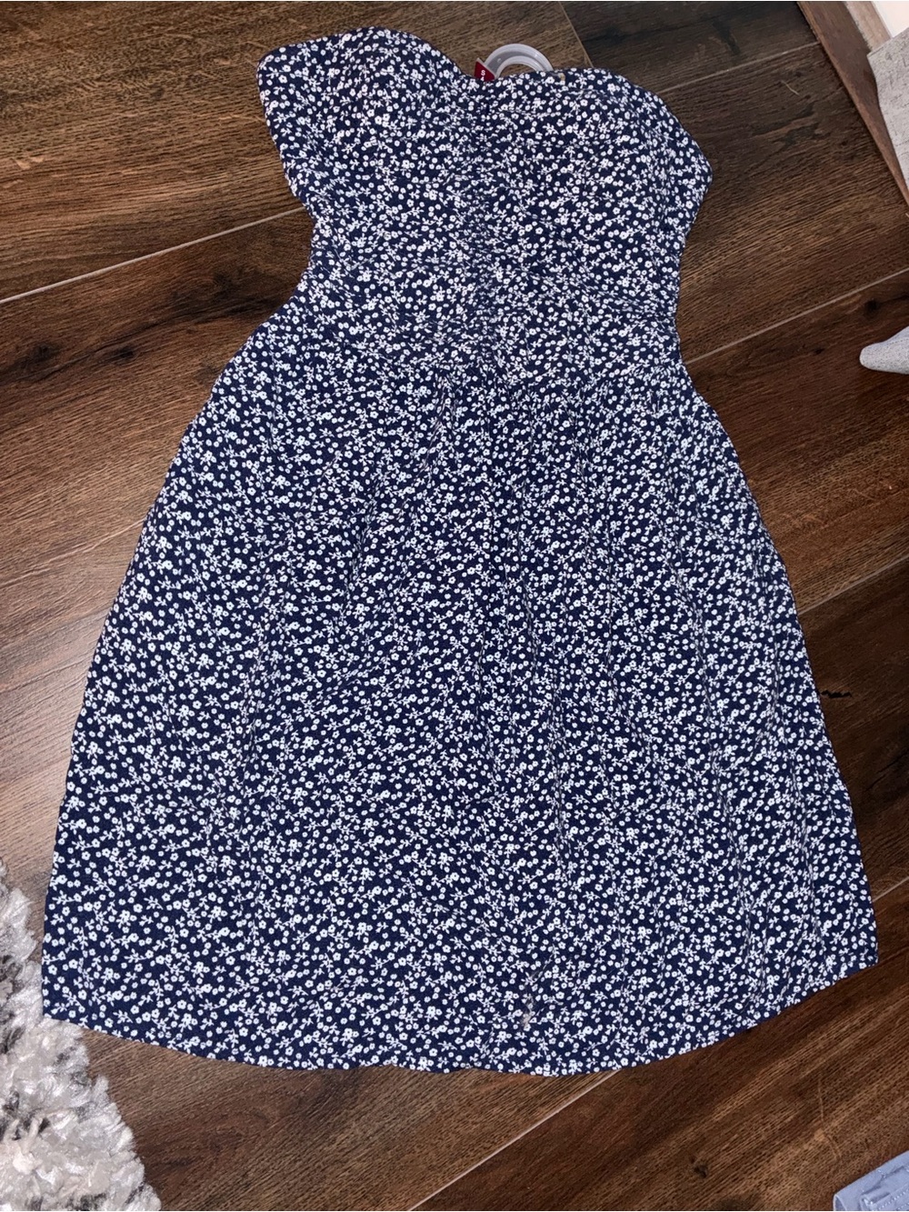 Xhilaration Navy Blue Strapless Floral Dress